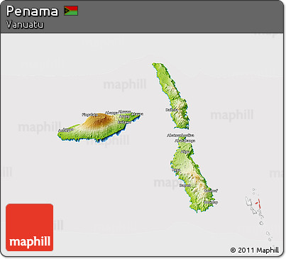 Physical Panoramic Map of Penama, cropped outside
