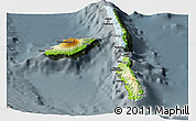 Physical Panoramic Map of Penama, darken, semi-desaturated