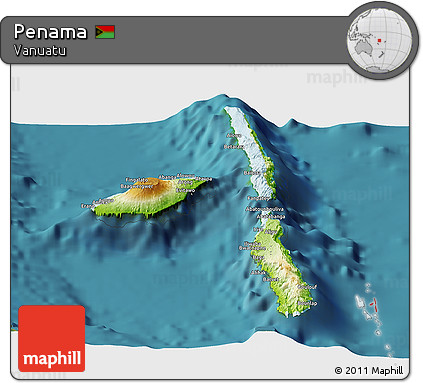 Physical Panoramic Map of Penama, satellite outside