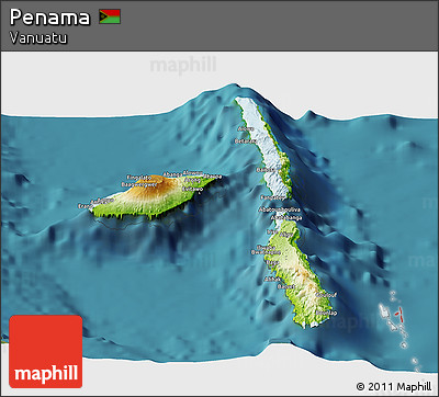 Physical Panoramic Map of Penama, satellite outside