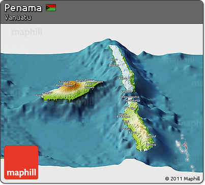Physical Panoramic Map of Penama, satellite outside