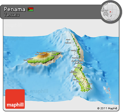 Physical Panoramic Map of Penama, shaded relief outside