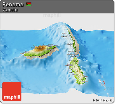 Physical Panoramic Map of Penama, shaded relief outside