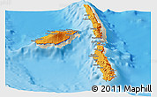 Political Panoramic Map of Penama, shaded relief outside