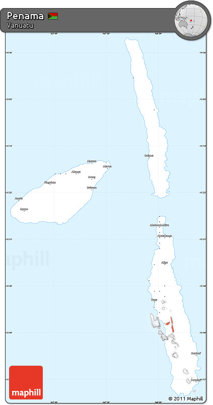 Gray Simple Map of Penama, single color outside