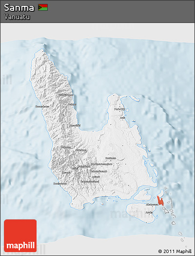 Gray 3D Map of Sanma, single color outside