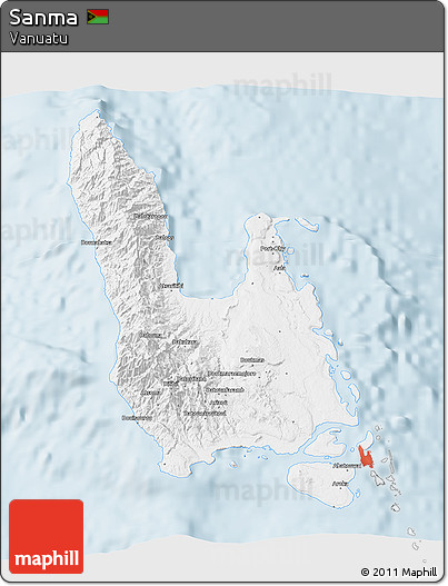 Gray 3D Map of Sanma, single color outside