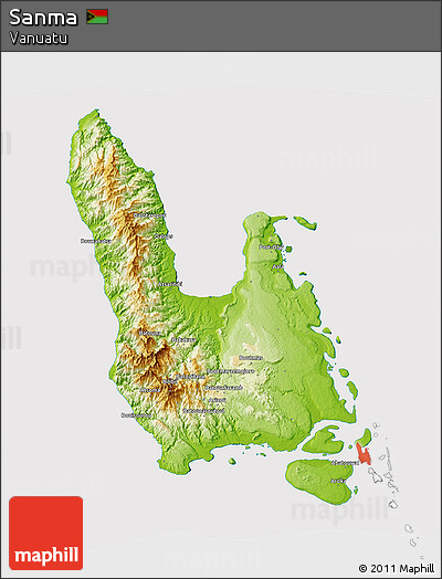 Physical 3D Map of Sanma, cropped outside