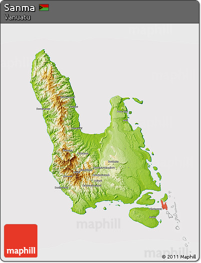 Physical 3D Map of Sanma, cropped outside