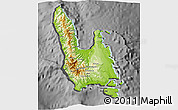 Physical 3D Map of Sanma, darken, desaturated
