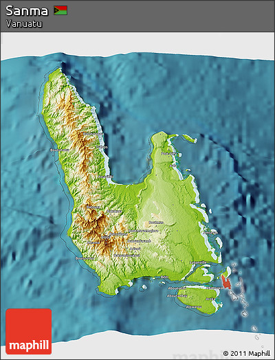 Physical 3D Map of Sanma, satellite outside
