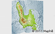 Physical 3D Map of Sanma, semi-desaturated