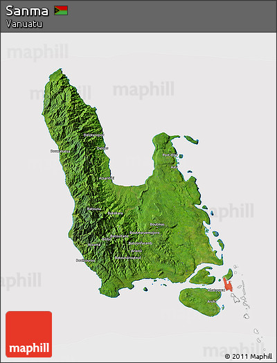 Satellite 3D Map of Sanma, cropped outside