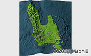 Satellite 3D Map of Sanma, darken
