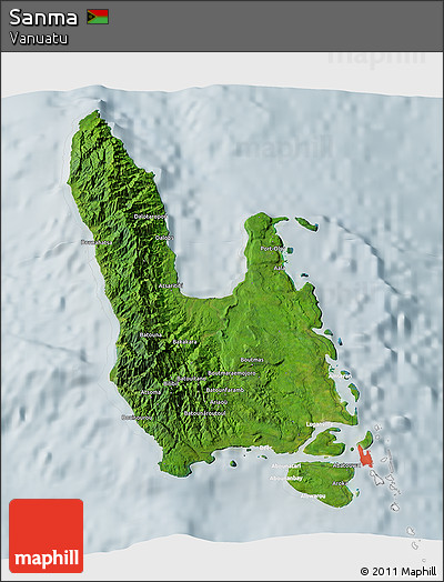 Satellite 3D Map of Sanma, lighten