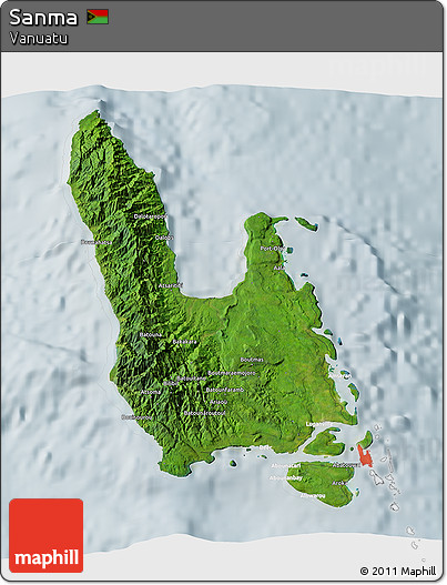 Satellite 3D Map of Sanma, lighten