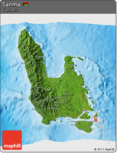 Satellite 3D Map of Sanma, political outside