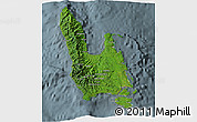Satellite 3D Map of Sanma, semi-desaturated
