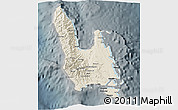 Shaded Relief 3D Map of Sanma, darken, semi-desaturated