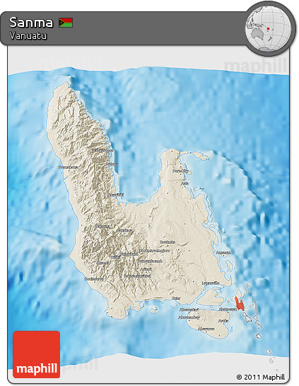 Shaded Relief 3D Map of Sanma