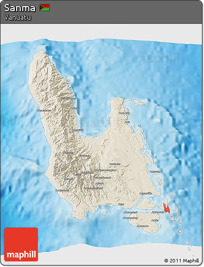 Shaded Relief 3D Map of Sanma
