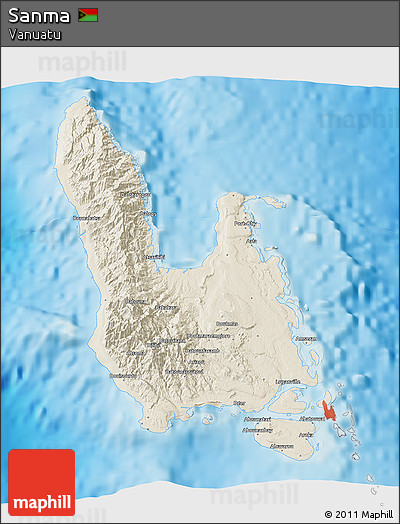 Shaded Relief 3D Map of Sanma