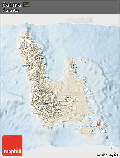 Shaded Relief 3D Map of Sanma, lighten