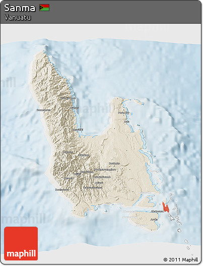 Shaded Relief 3D Map of Sanma, lighten