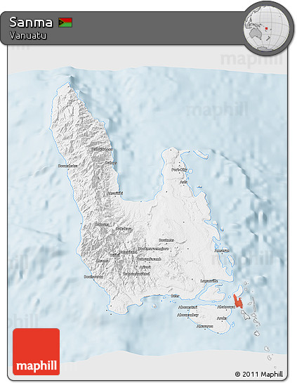 Silver Style 3D Map of Sanma