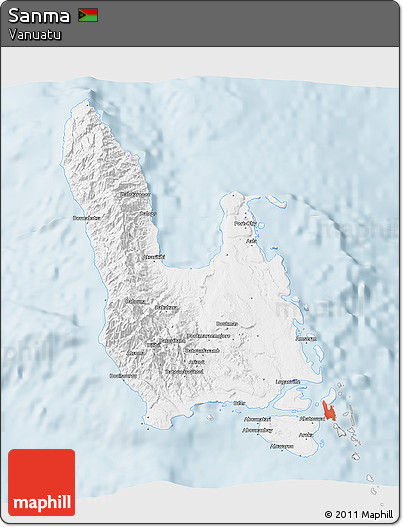 Silver Style 3D Map of Sanma