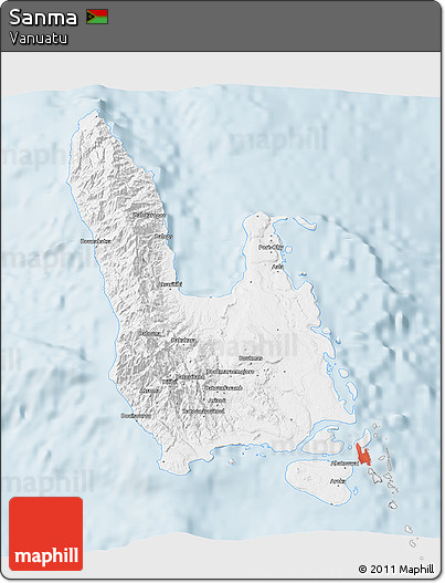 Silver Style 3D Map of Sanma, single color outside