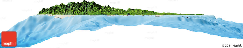 Satellite Horizon Map of Sanma, shaded relief outside
