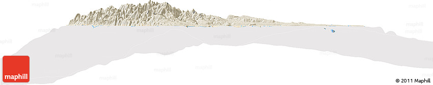 Shaded Relief Horizon Map of Sanma, cropped outside