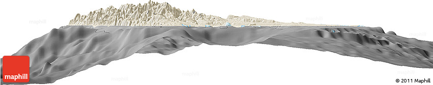 Shaded Relief Horizon Map of Sanma, darken, desaturated