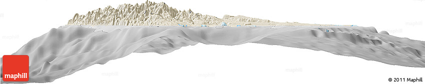 Shaded Relief Horizon Map of Sanma, desaturated