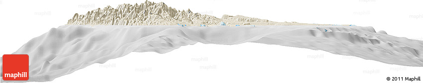 Shaded Relief Horizon Map of Sanma, lighten, desaturated