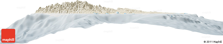 Shaded Relief Horizon Map of Sanma, lighten, semi-desaturated