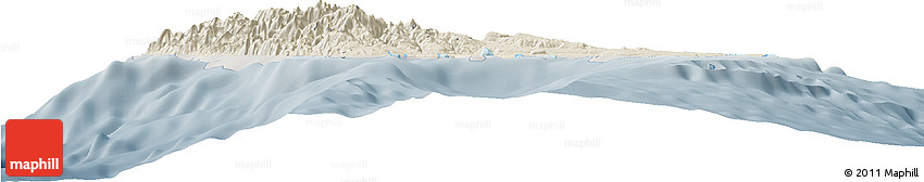 Shaded Relief Horizon Map of Sanma, semi-desaturated