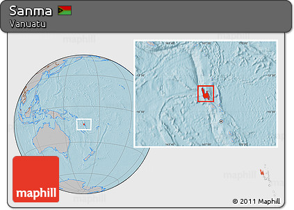 Gray Location Map of Sanma, hill shading