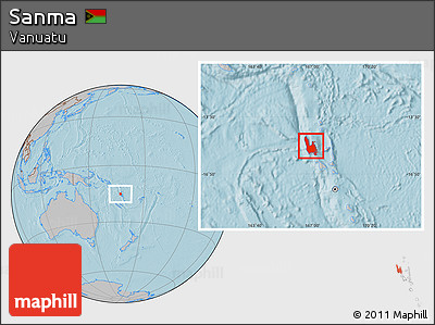 Gray Location Map of Sanma, hill shading