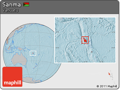 Gray Location Map of Sanma, hill shading