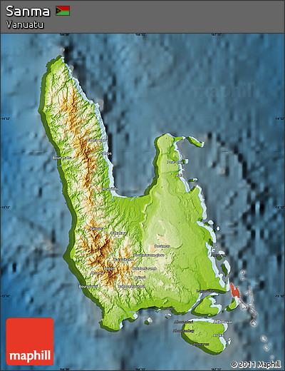 Physical Map of Sanma, darken