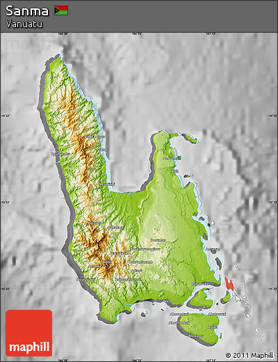Physical Map of Sanma, desaturated