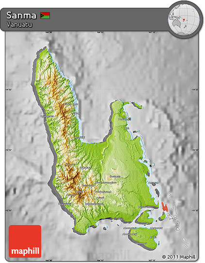 Physical Map of Sanma, desaturated