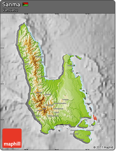 Physical Map of Sanma, desaturated