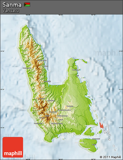 Physical Map of Sanma, lighten