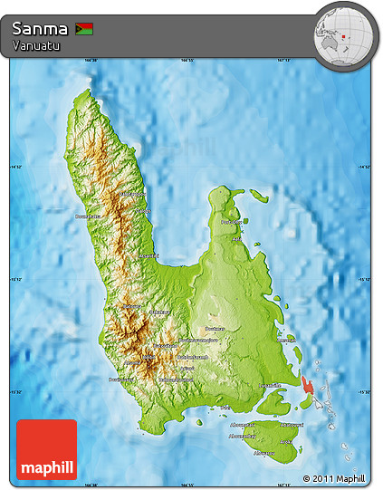 Physical Map of Sanma, political outside