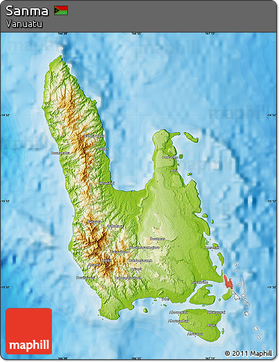 Physical Map of Sanma, political outside