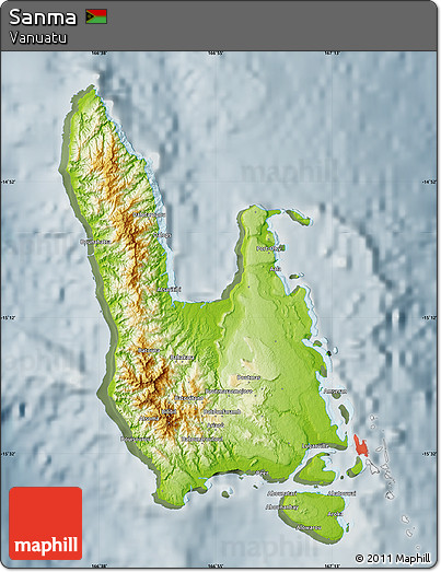 Physical Map of Sanma, semi-desaturated