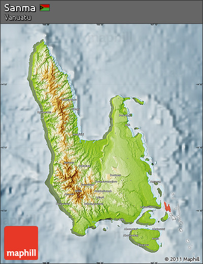 Physical Map of Sanma, semi-desaturated